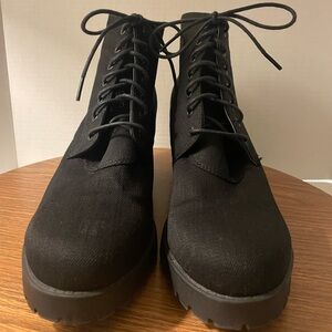 Vagabond Shoemakers Black Textile Dioon Goth Grunge Ankle Booties Lug Sole -41